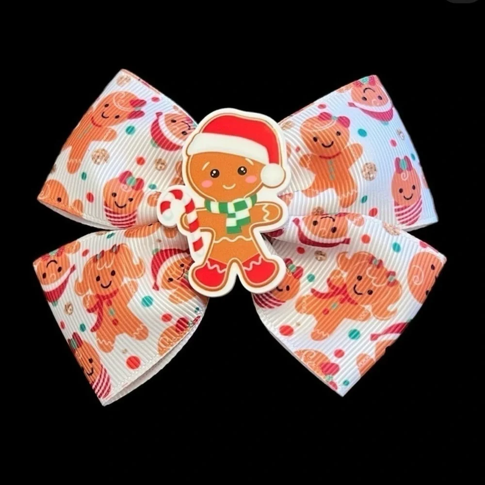 Gingerbread man pinwheel hairbow